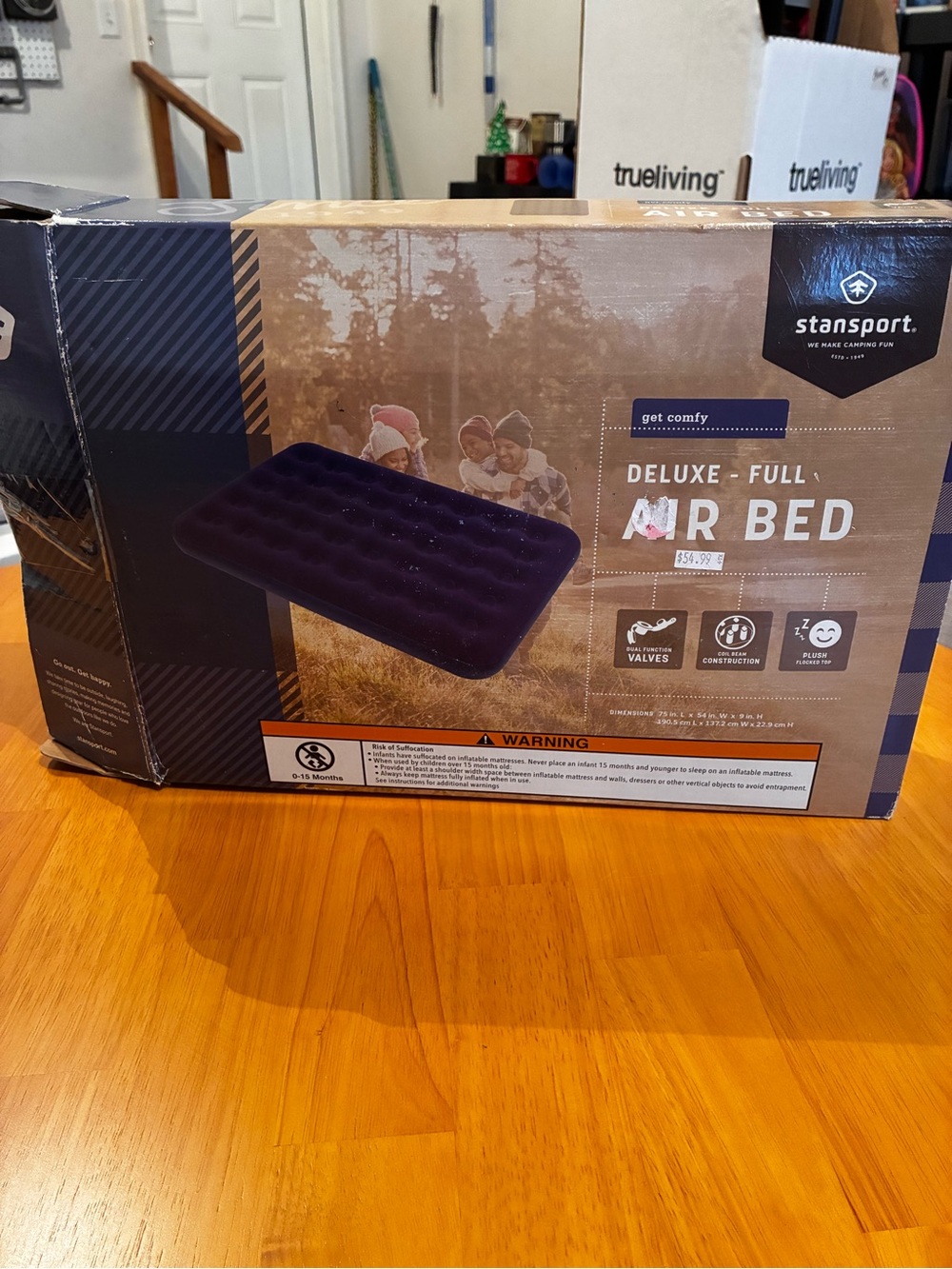 Stansport Deluxe Full Air Bed Plush Flocked Top Full Size Air Mattress Open Box